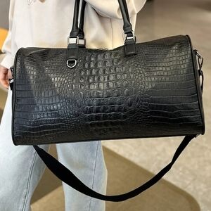NEW - Black Crocodile Pattern Unisex Duffel Bag